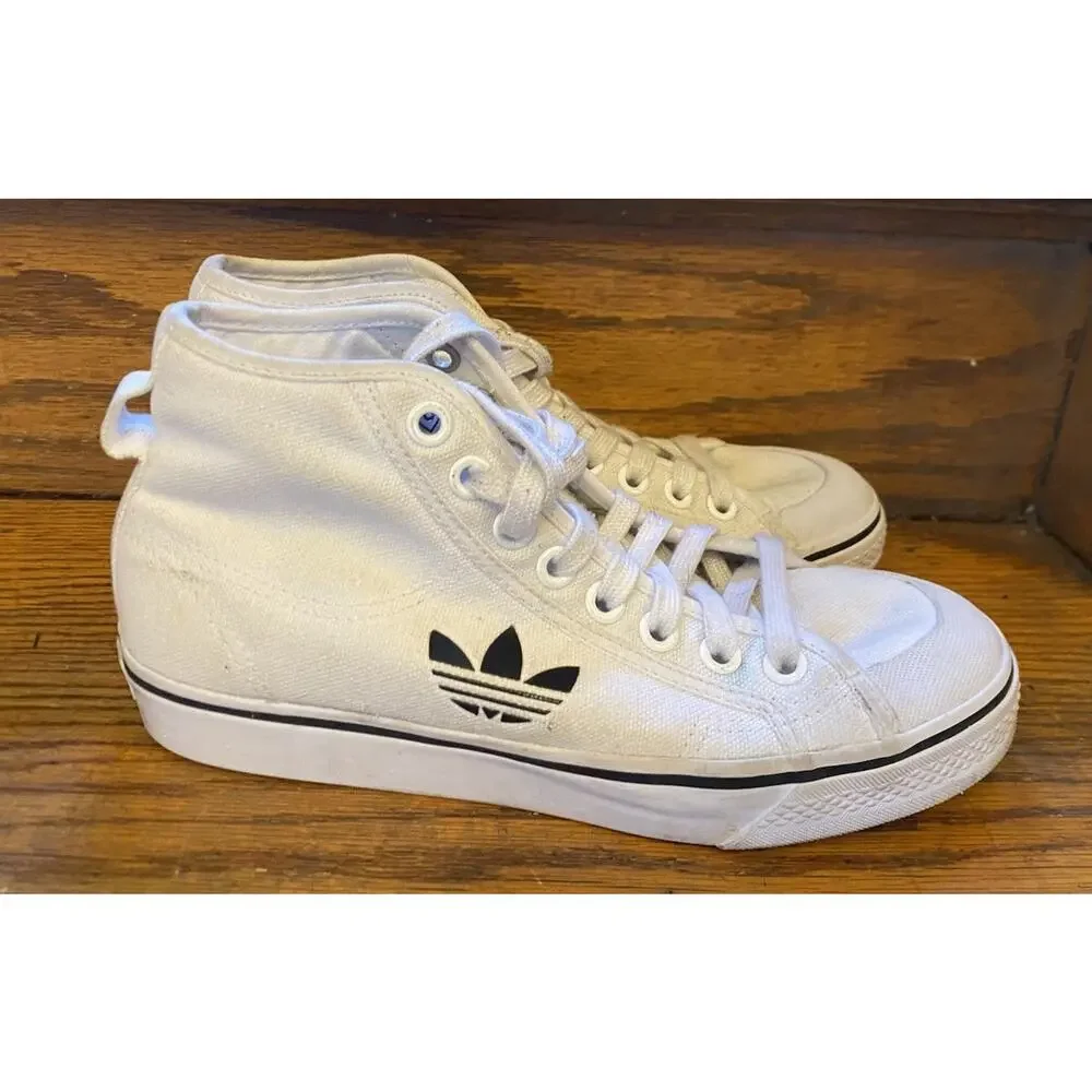 Adidas Originals Nizza High Cloud WHITE/BLACK Mens 6, Women’s 8 FW8351